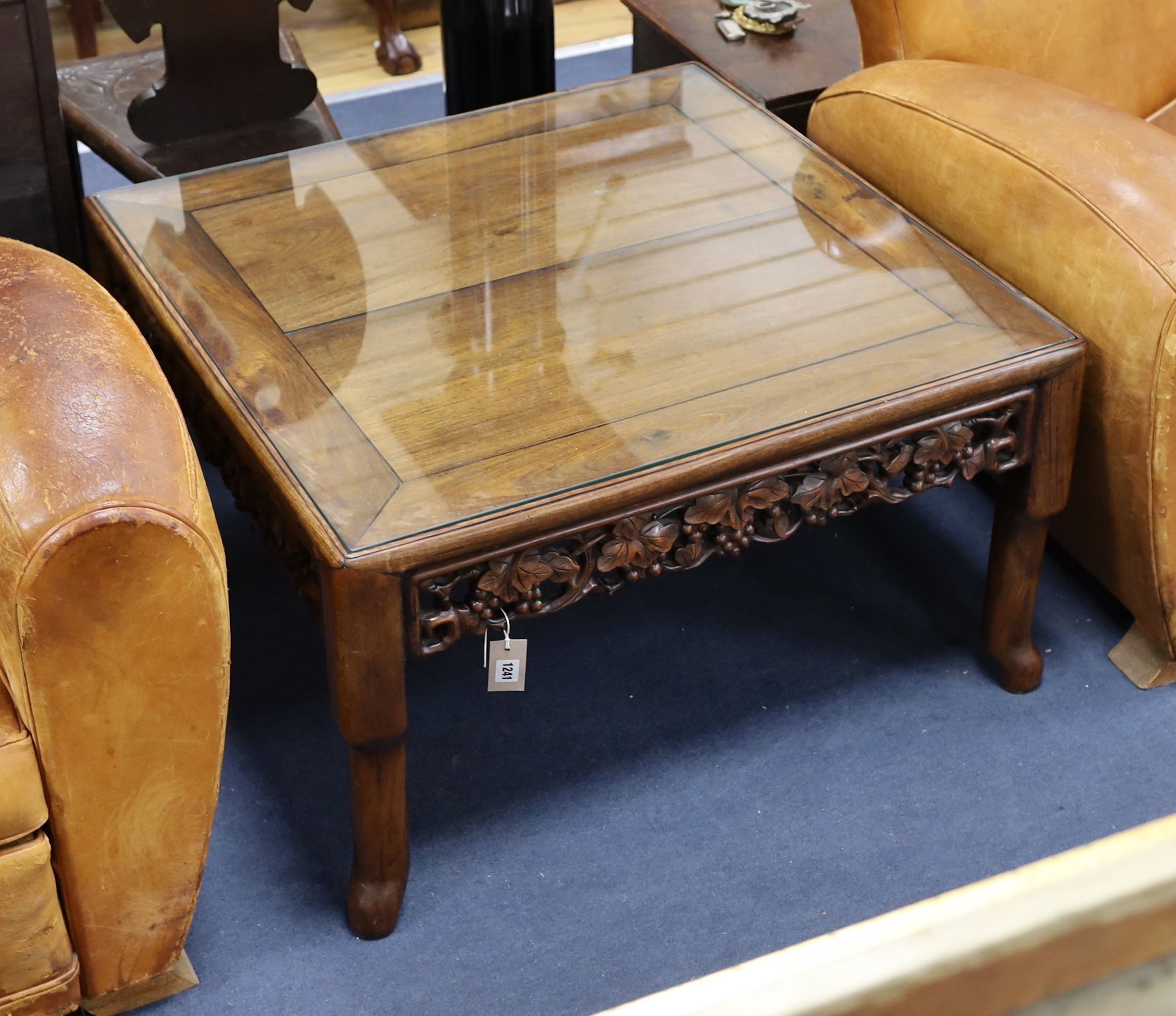 An early 20th century Chinese square hongmu table, 82cm wide x 46cm high